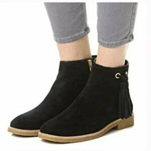 Kate Spade Bellamy Suede Tassel Black Booties Size 8.5 VGUC